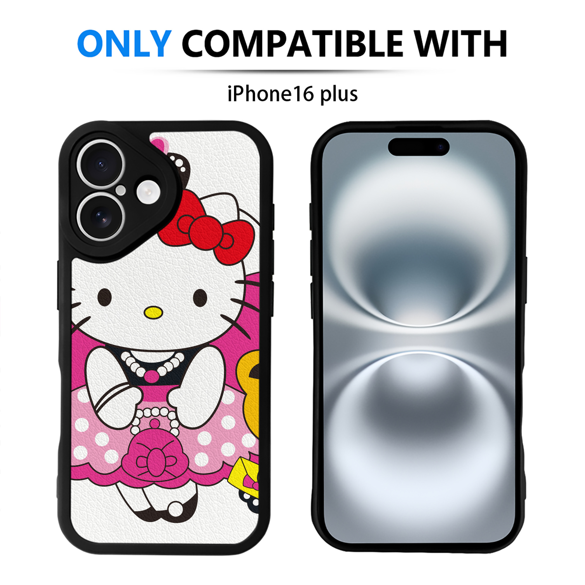 （画像用） Hello Kitty ハローキティ 【iPhone 16シリーズ対応】シリコンスマホケース（レザー調） 材質：シリコン